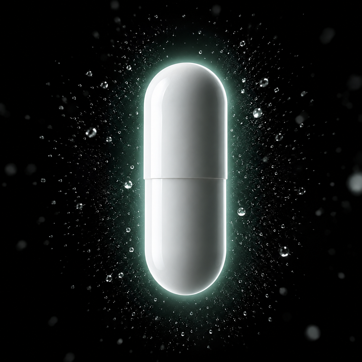 Capsule surrounded by deflected acid droplets with protective halo